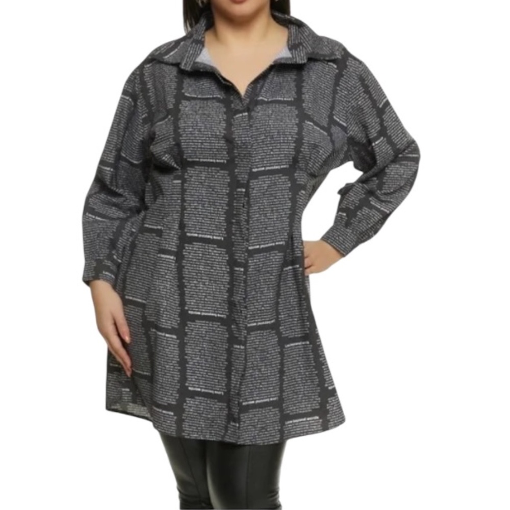 Spoon Love Beyond Words Plus Size Figure Flattering Graphic Dress / Tunic
